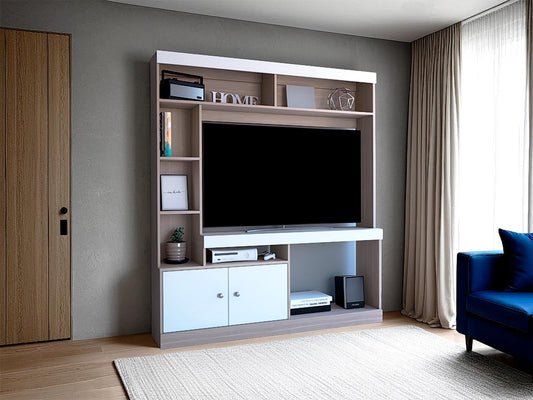 Estante Para Tv Dante, Bardolino y Blanco, con Espacio Para Televisor de 52 Pulgadas
