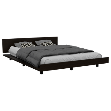Base De Cama 2 Plazas + Closet 2 Puertas Kaia Color Wengue y Miel Para Oficina