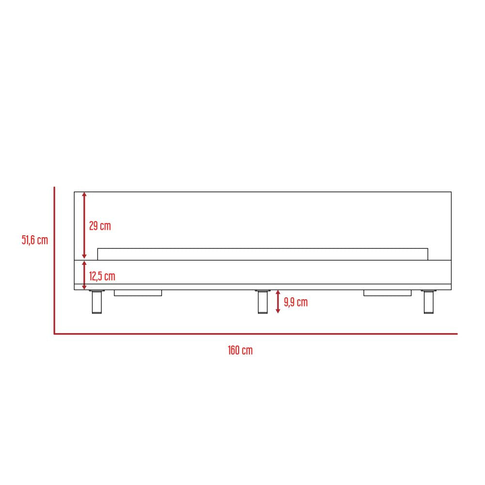 Base De Cama 2 Plazas + Cómoda 5C Kaia Color Miel y Blanco Para Dormitorio