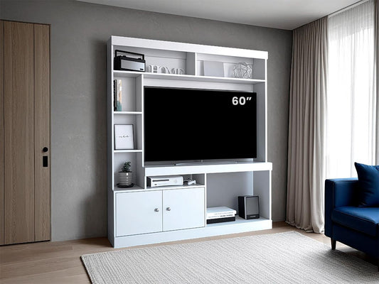 Estante Para Tv Dante, Blanco Duqueza, con Espacio Para Televisor de 65 Pulgadas