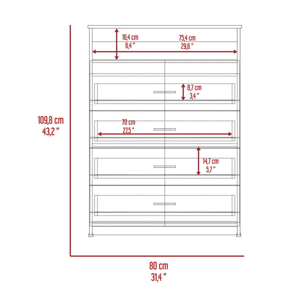 Cómoda Z,80, Coñac, con cuatro cajones organizadores