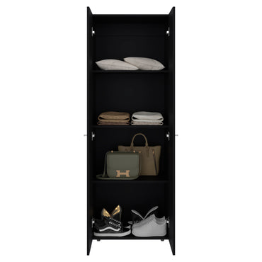 Combo Closet H-200 Tres Puertas, Almacenamiento, Zapatero, Color Negro