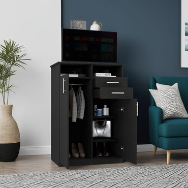 Closet Donat, Wengue, con Dos Cajones Deslizables y Tres Entrepaños Móviles