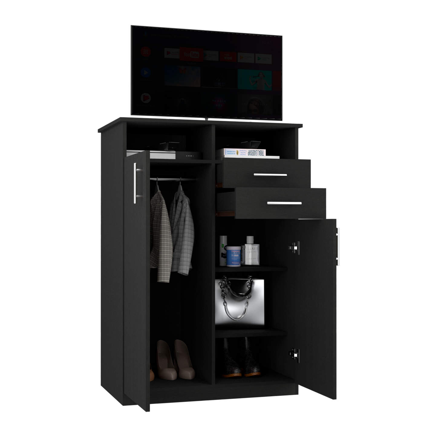 Closet Donat, Wengue, con Dos Cajones Deslizables y Tres Entrepaños Móviles