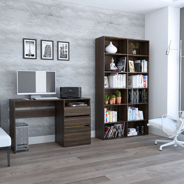 Escritorio + Biblioteca Color Office 7 Habano Para Oficina