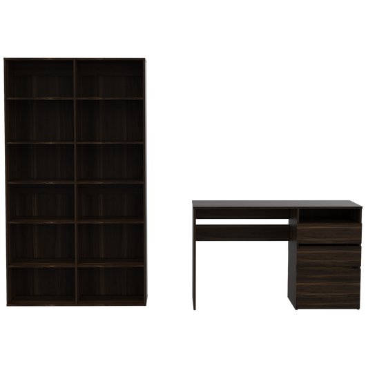 Escritorio + Biblioteca Color Office 7 Habano Para Oficina