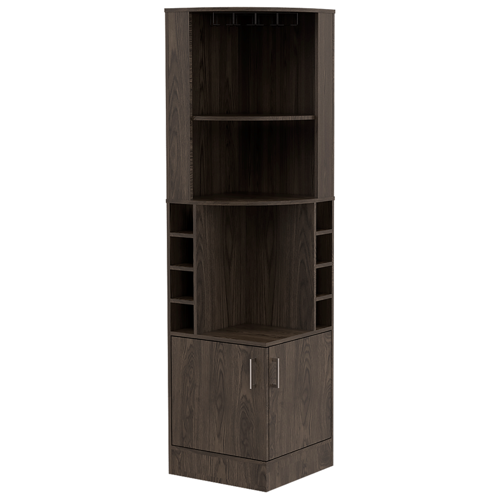 Bar Esquinero Kava + Rack Extensible Color Coñac y Blanco Para Sala De Estar