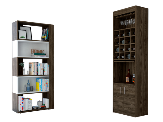 Bar Kava + Biblioteca Cubo Beijing Color Coñac Para Sala De Estar