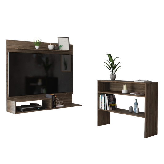 Panel TV + Arrimo Beijing Color Coñac Para Sala De Estar