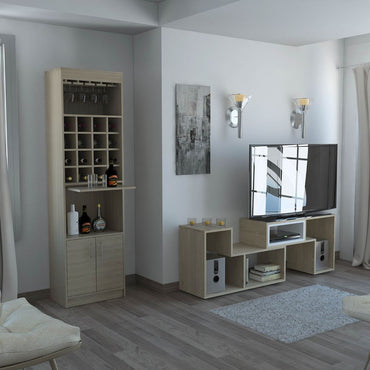 Bar Kava + Rack Extensible Beijing Color Rovere Para Sala De Estar