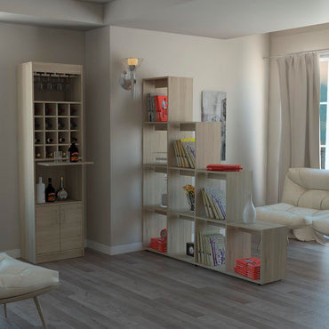 Bar Kava + Biblioteca Escalera Beijing Color Rovere Para Sala De Estar