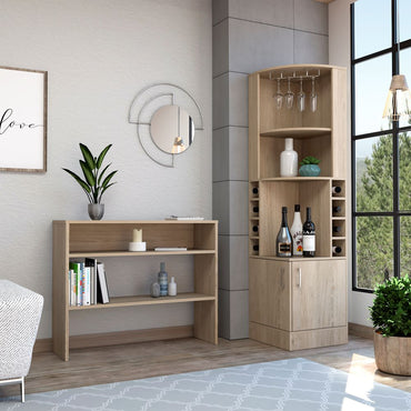 Bar Esquinero Kava + Arrimo Color Rovere Para Sala De Estar
