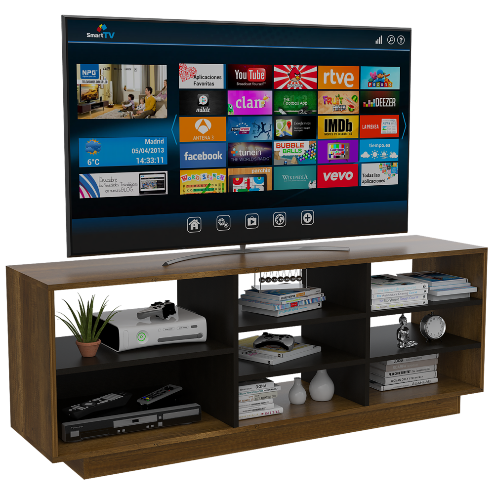 Rack TV + Arrimo + Mesa de Centro Color Caramelo y Wengue Para Sala De Estar