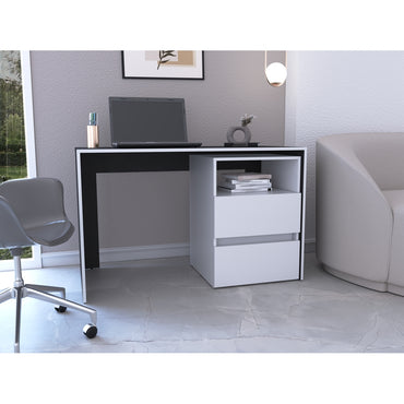 Mesa De Escritorio Rookie, Blanco y Wengue, amplio espacio de trabajo