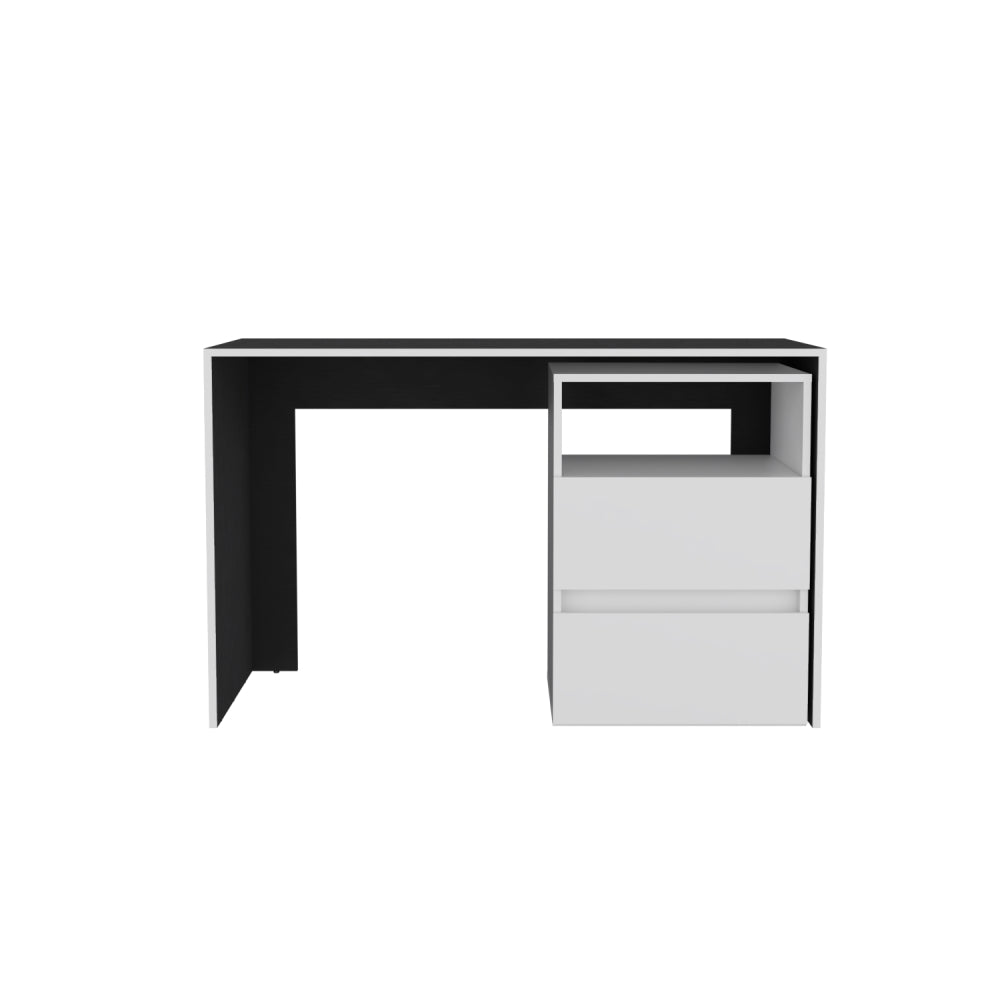 Mesa De Escritorio Rookie, Blanco y Wengue, amplio espacio de trabajo