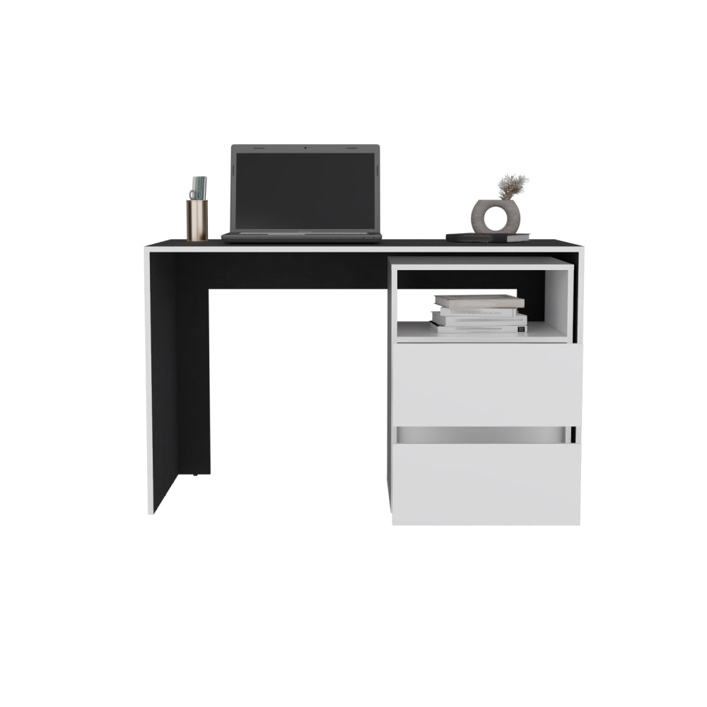 Mesa De Escritorio Rookie, Blanco y Wengue, amplio espacio de trabajo