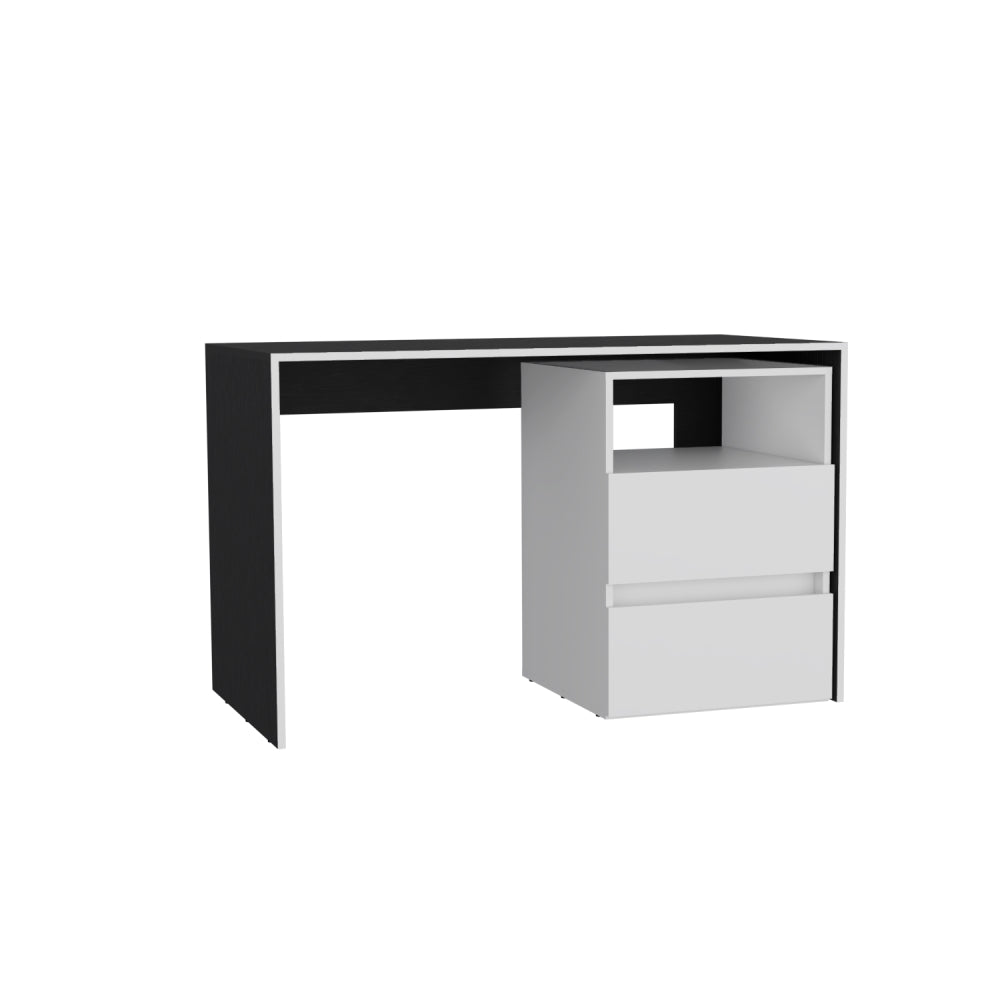 Mesa De Escritorio Rookie, Blanco y Wengue, amplio espacio de trabajo