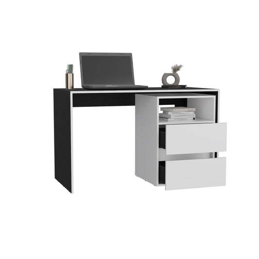 Mesa De Escritorio Rookie, Blanco y Wengue, amplio espacio de trabajo