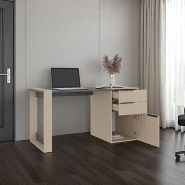 Escritorio Recto Dos Cajones - Una Puerta Office W-142 , Cartagena Y Plomo