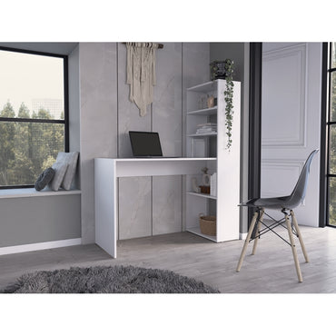 Escritorio Estantería Z 120, Blanco , con tres entrepaños y amplio espacio de trabajo