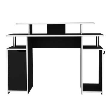 Escritorio Gamer Keria Lite, Color Negro Y Canto Blanco