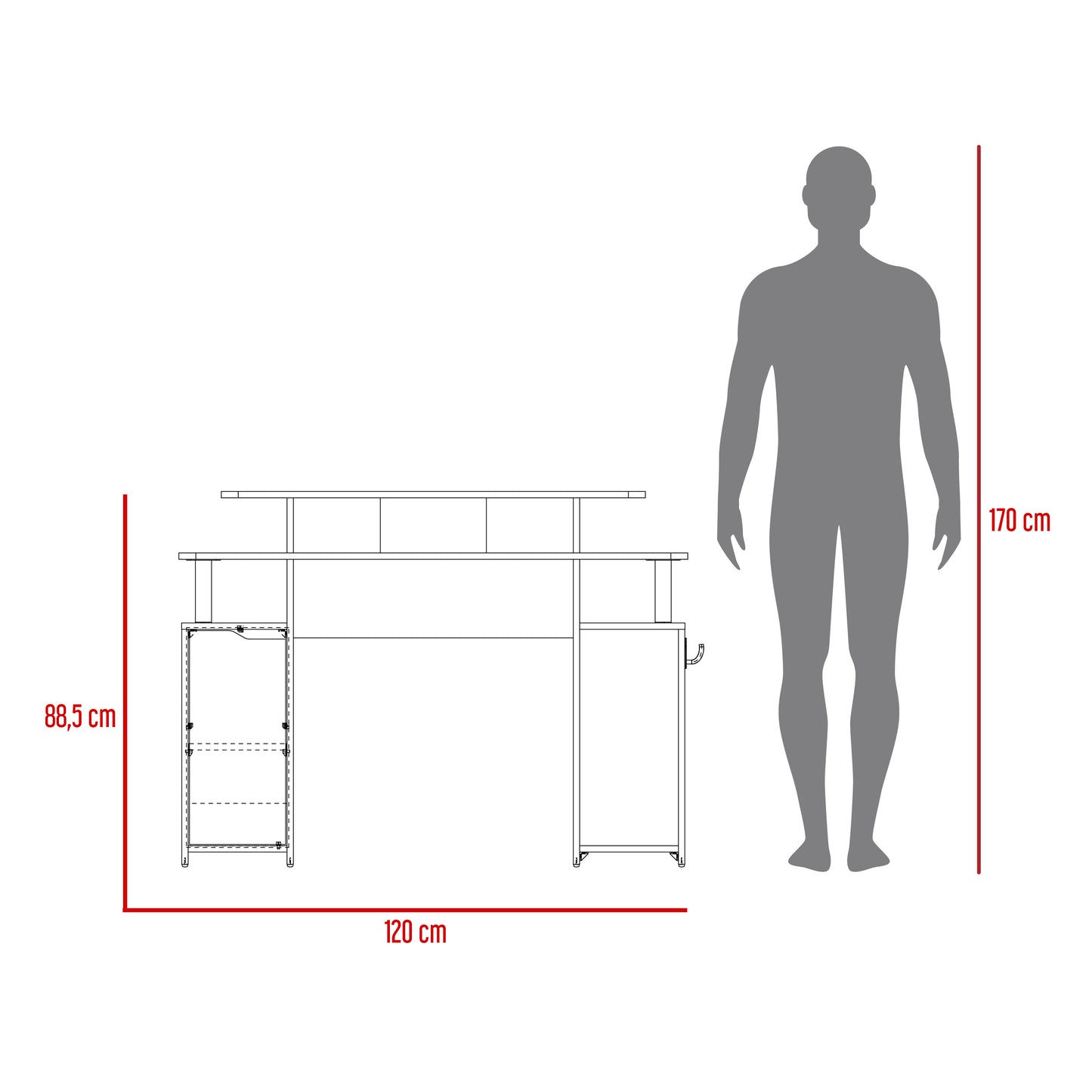 Escritorio Gamer Keria Lite, Color Negro Y Canto Blanco