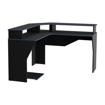 Escritorio Gamer En L Con Dos Niveles Para Monitores Guma, Wengue - Canto Azul