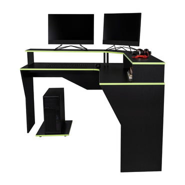 Escritorio Gamer Guma, Wengue y Canto, con Espacio Adicional para Pantallas