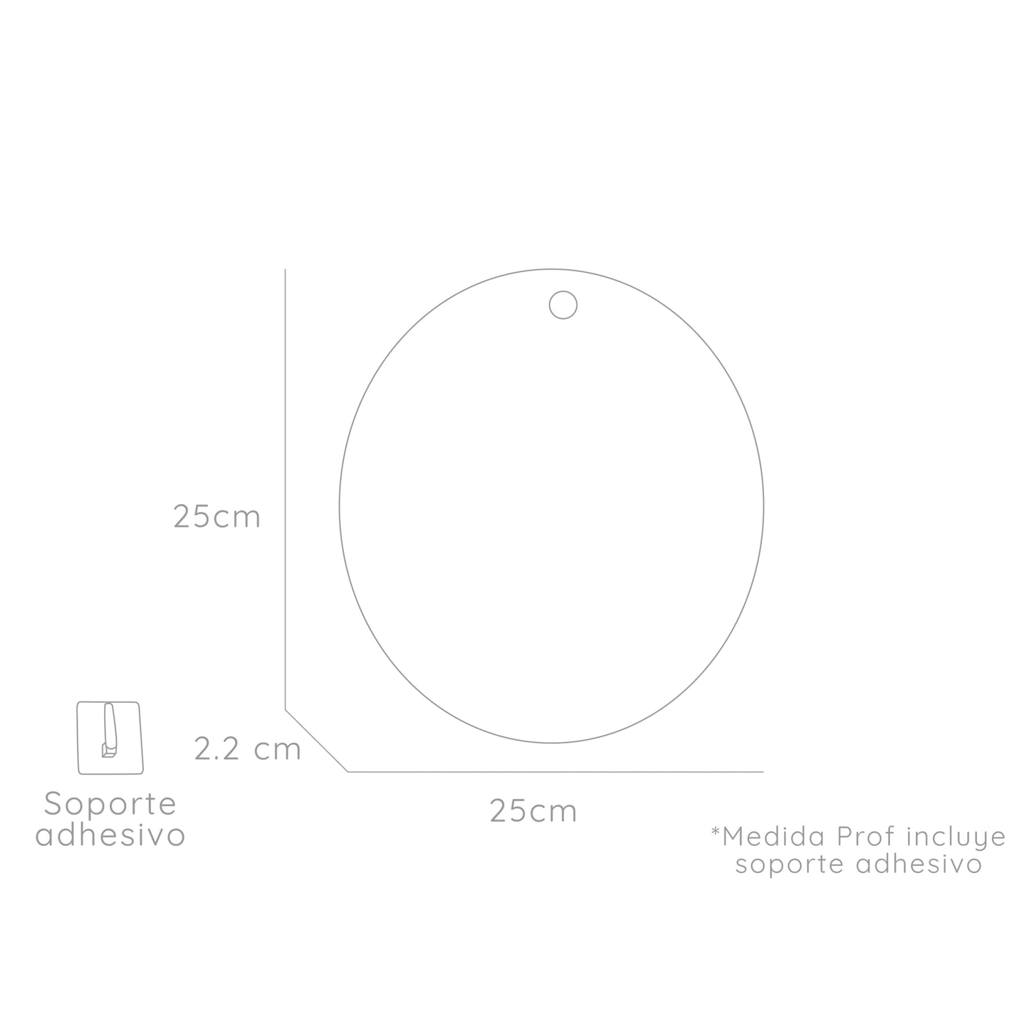 Espejo Terra, con Forma Circular, Bordes Redondeados
