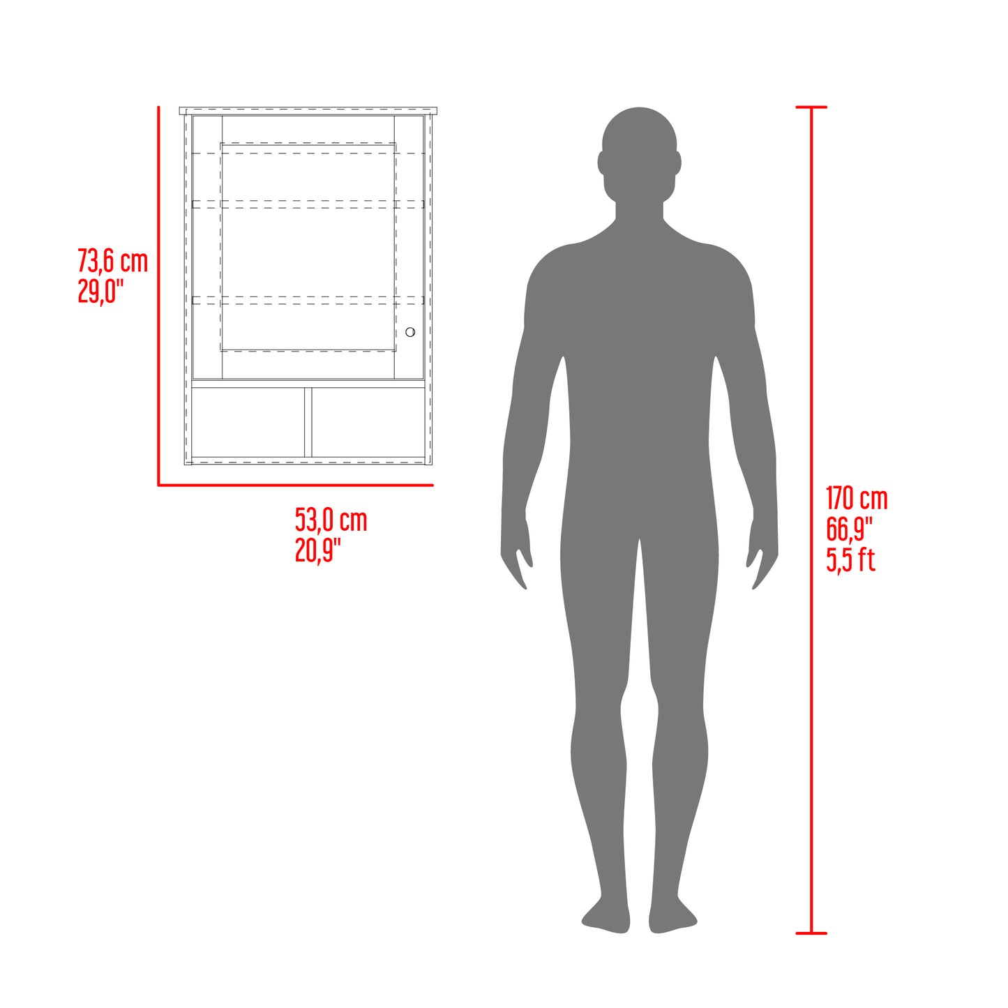Gabinete de Baño Egeo, Blanco, con Puerta Espejo y Tres Entrepaños Para Ubicar Objetos