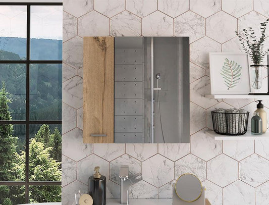 Botiquin de Baño Sines, Duna, con Puerta Espejo y Dos Entrepaños