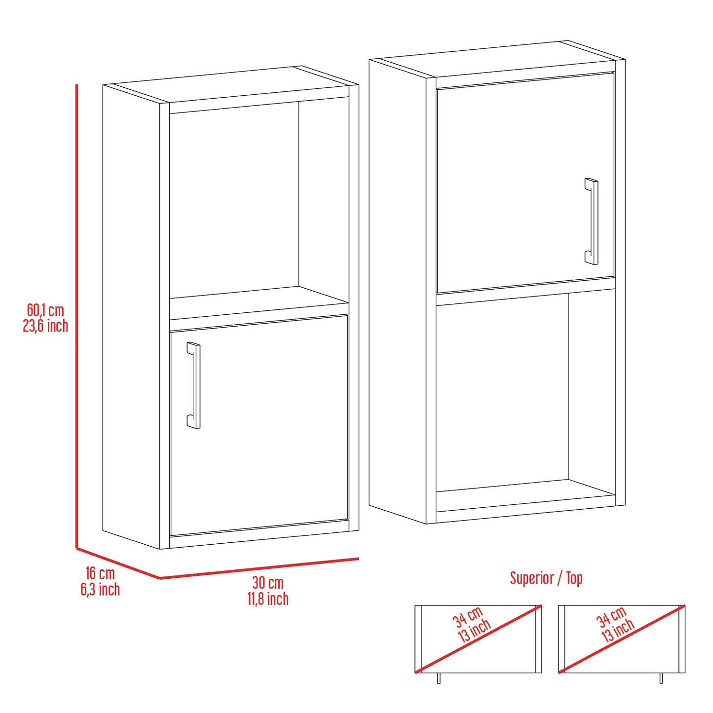 Mueble Auxiliar Bath X2, Wengue, con puerta batiente y variedad de entrepaños para colocar objetos de aseo