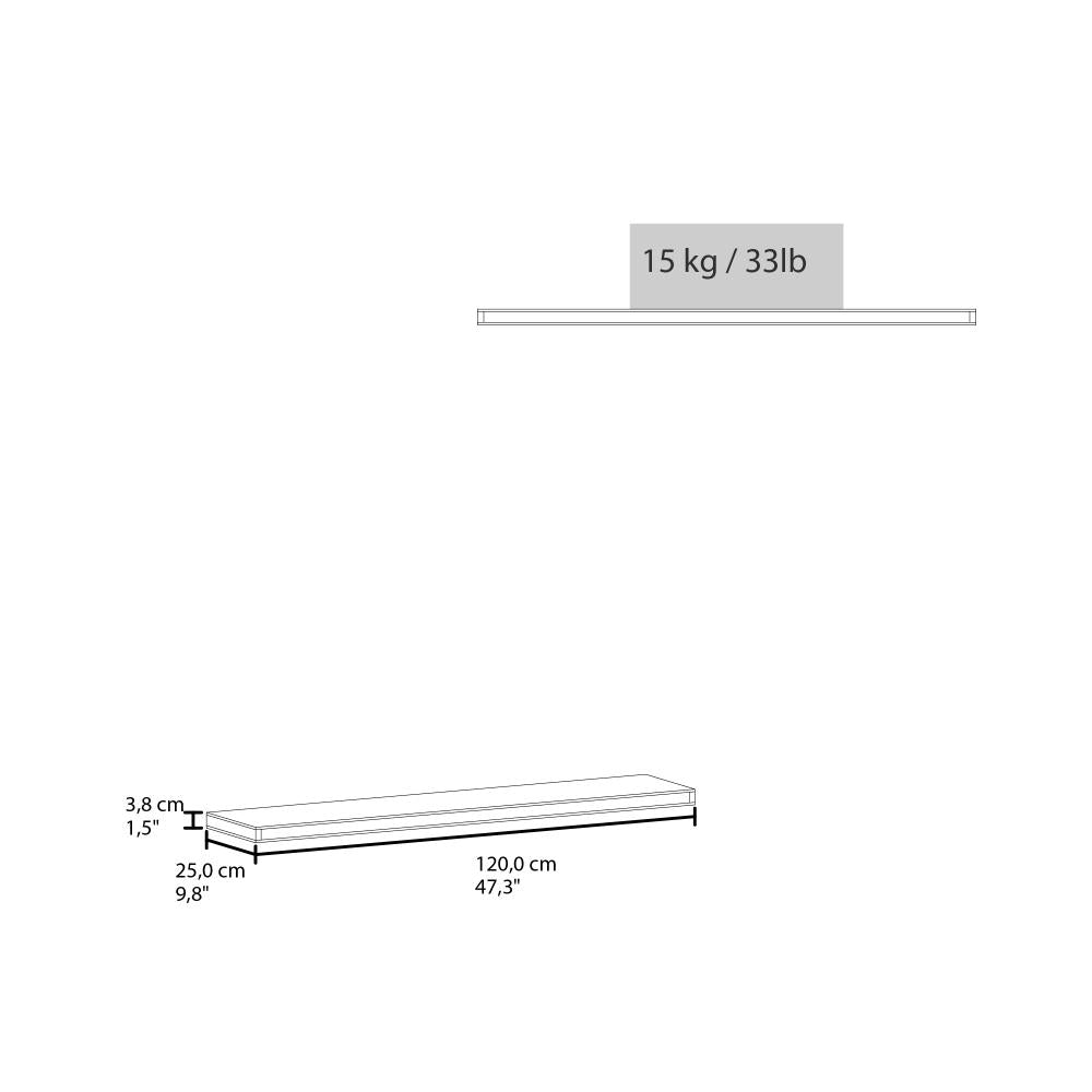 Repisa Flotante Shelf 120, Wengue, con espacio para colocar objetos decorativos