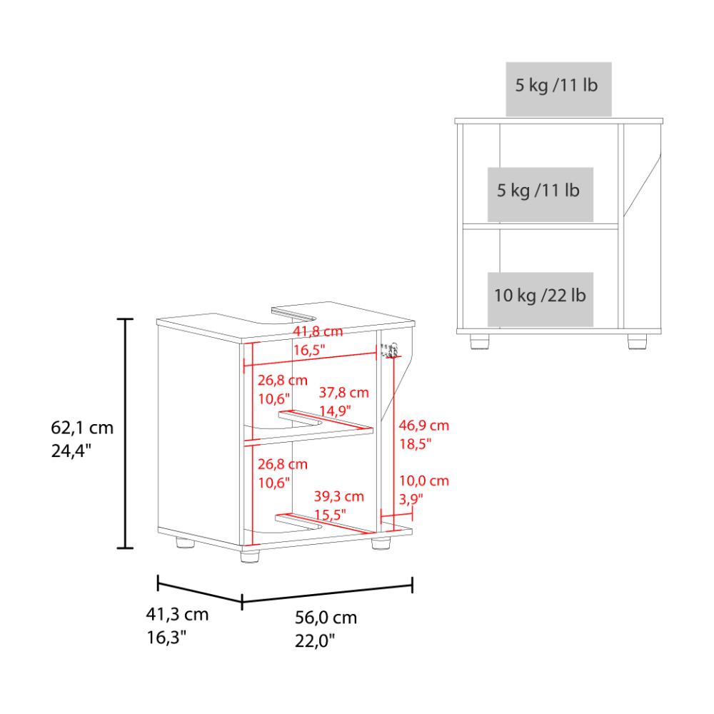 Mueble Para Lavamanos Phillips Una Puerta, Blanco Y Fresno
