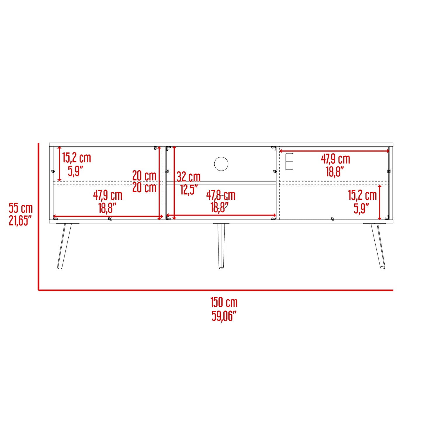Rack Para Tv Funes Eco 150, Wengue y Macadamia, con espacio para ubicar objetos