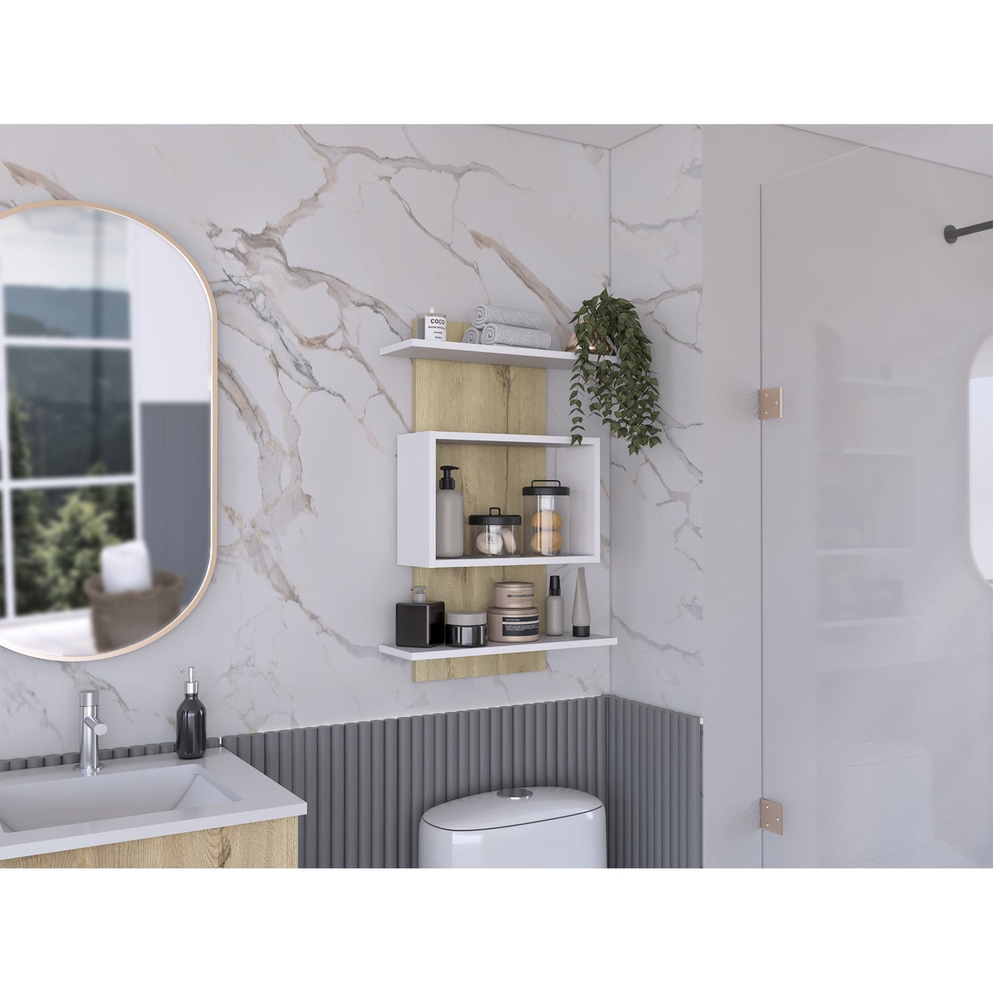 Repisa Organizadora De Baño Massana, Duna Y Blanco