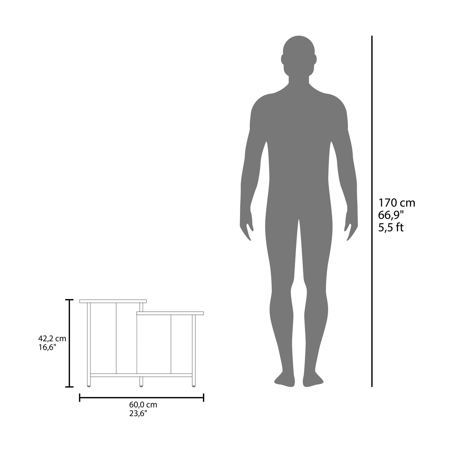 Mesa De Centro Wema 3.0 Eco, Fresno, Con Entrepaño Inferior