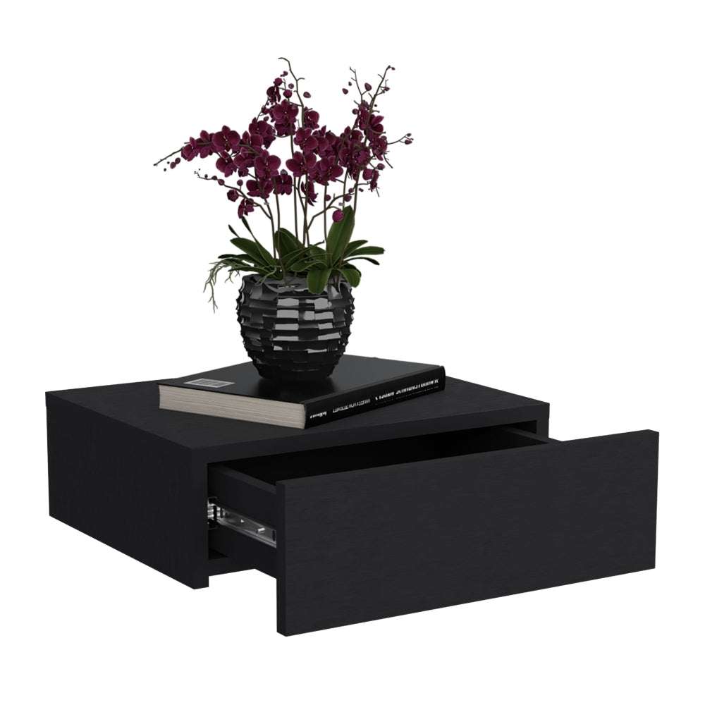 Velador Milano Flotante, Wengue, con un cajón deslizable