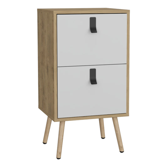 Velador Huna, Macadamia, con dos cajones deslizables