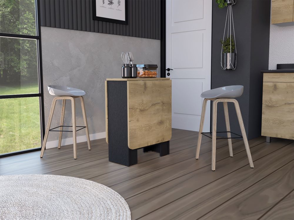 Mesa Abatible, Compact, Wengue y Macadamia, con amplio espacio para colocar objetos