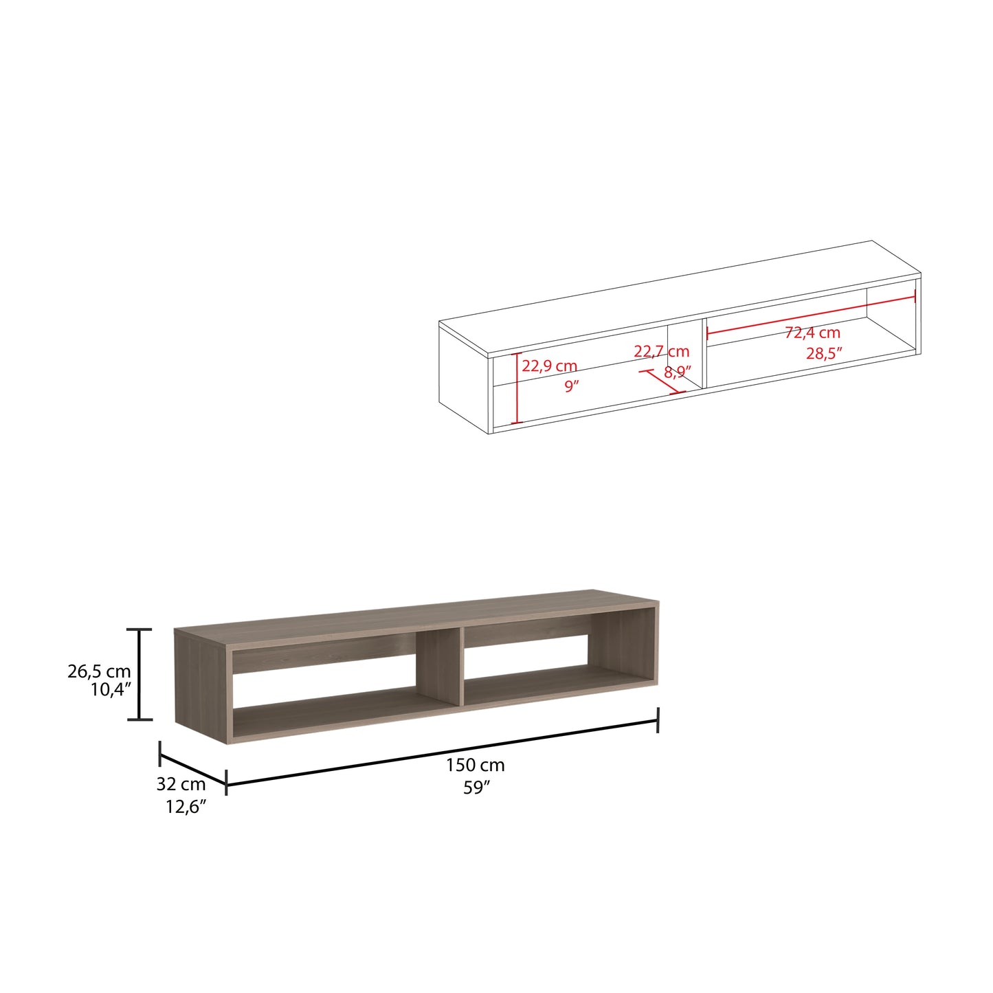 Rack Flotante, Bardolino, Para Televisor De 70 Pulgadas