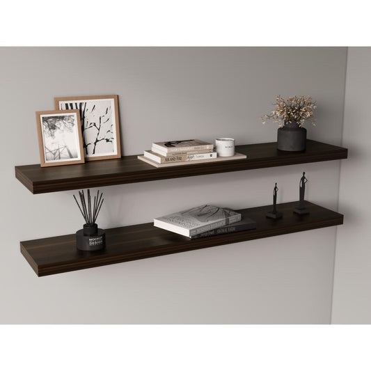 Repisa Flotante Shelf 120, Caoba, con espacio para colocar objetos decorativos