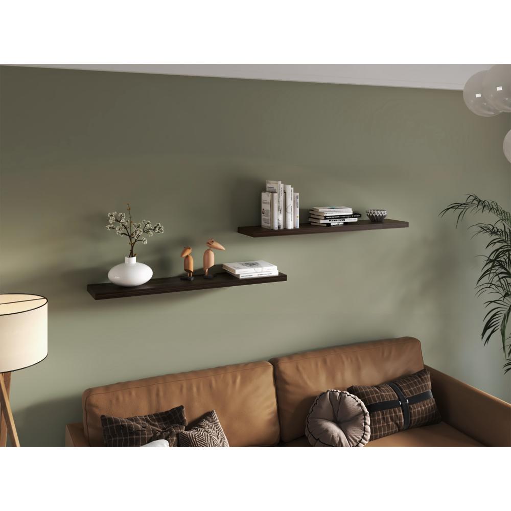 Repisa Flotante Shelf 120, Caoba, con espacio para colocar objetos decorativos