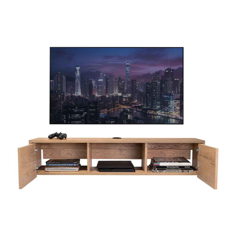 Rack Para Tv Flotante Gleid, Macadamia, con Dos Puertas Abatibles