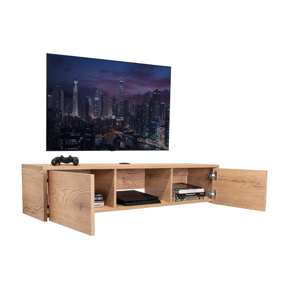 Rack Para Tv Flotante Gleid, Macadamia, con Dos Puertas Abatibles