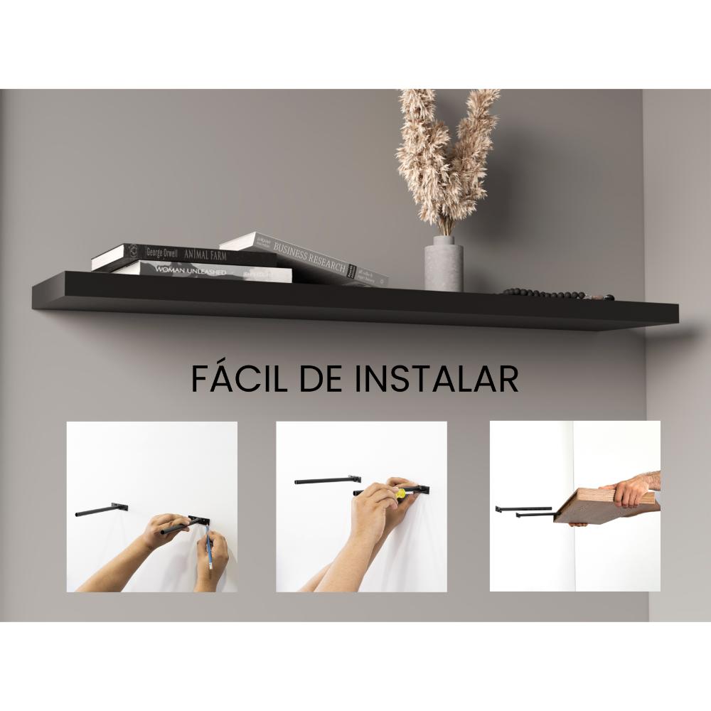 Repisa Flotante Shelf 120, Wengue, con espacio para colocar objetos decorativos