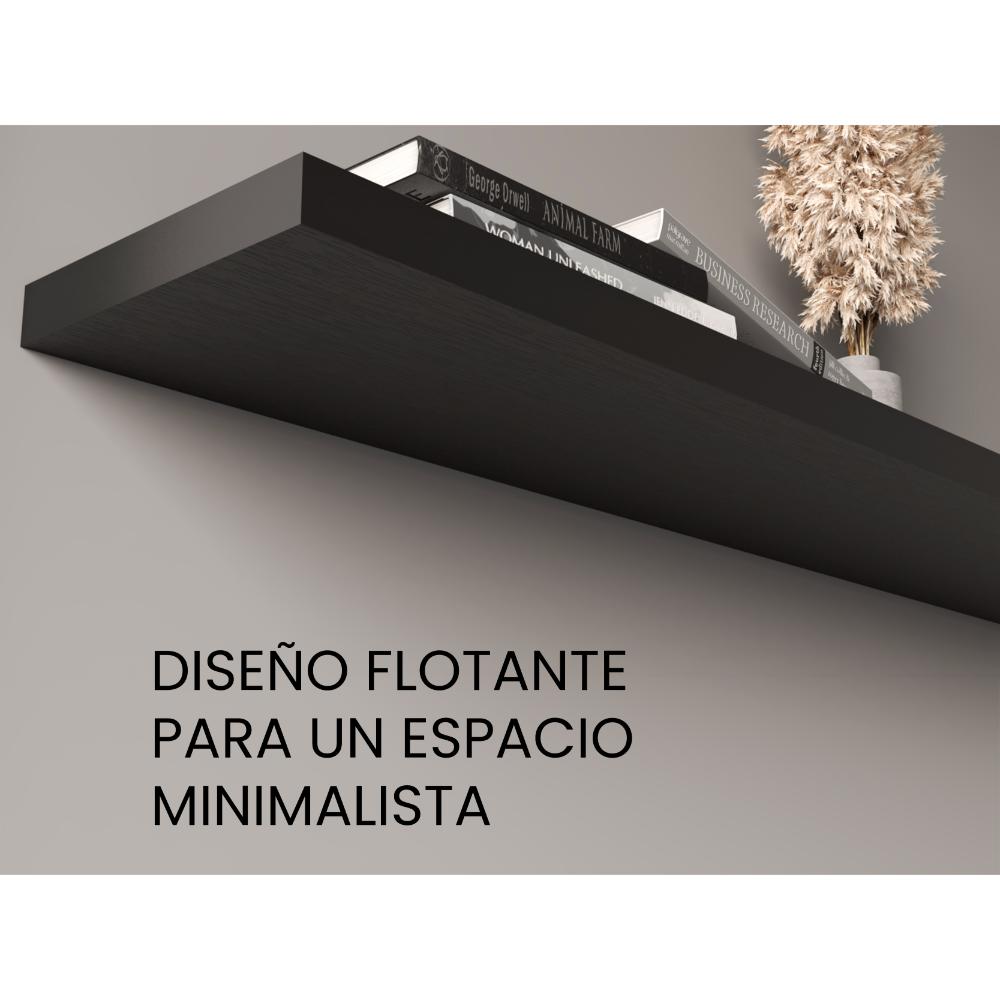 Repisa Flotante Shelf 120, Wengue, con espacio para colocar objetos decorativos