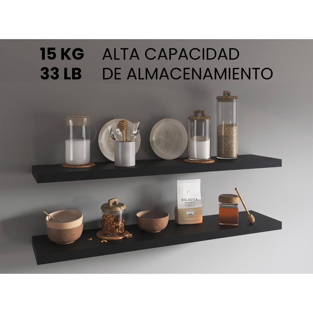 Repisa Flotante Shelf 120, Wengue, con espacio para colocar objetos decorativos