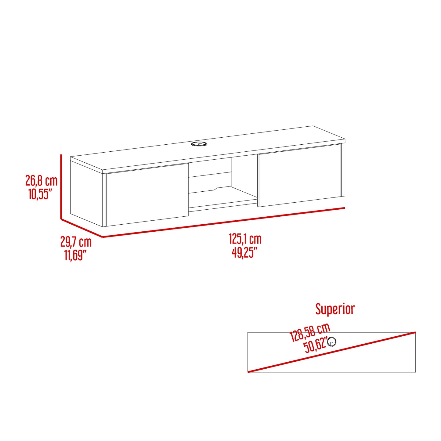 Mesa Para Tv Flotante Gleid, Wengue, con Dos Puertas Abatibles
