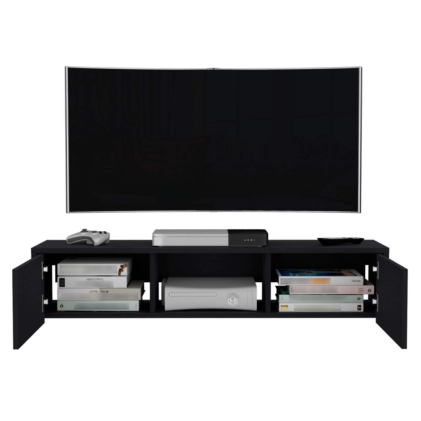 Mesa Para Tv Flotante Gleid, Wengue, con Dos Puertas Abatibles